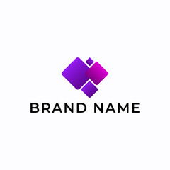 Fototapeta premium Modern Abstract Square Business Logo Icon Design with Purple Gradient Shapes. Minimalist Geometric Symbol Representing Technology, Digital Transformation, Connection, Growth, and Innovation.