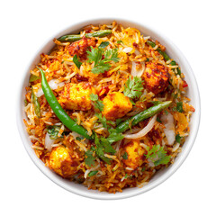 delicious paneer vegetable biryani indian cuisine rice dish Isolated on transparent background