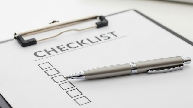 Checklist with pen on clipboard for task management - Powered by Adobe