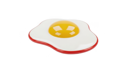 Red and white fried egg dish isolated on transparent background