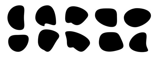 Fototapeta premium Set of blobs icon. Vector set of black blobs. Organic blob shapes collection on white background.