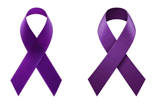 Purple Awareness Ribbon Isolated PNG, Domestic Violence, Epilepsy, Lupus Support Symbol, Charity Campaign, Memorial, Disease Prevention Concept, Symbol of support for Cancer