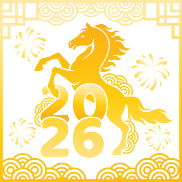 Chinese new year horse 2026 gradient vector