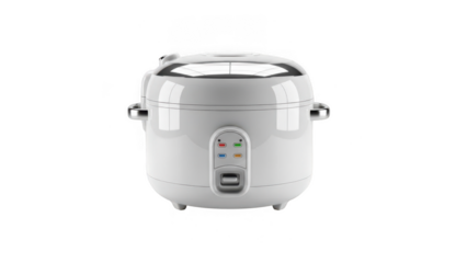 Modern rice cooker with digital display isolated on transparent background