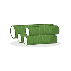 Green Wrapped Lontong, Whole and Sliced