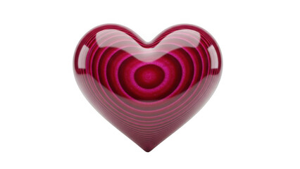 Shimmering pink heart sculpture isolated on transparent background