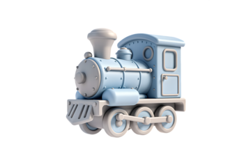 Light blue miniature train for kids educational games