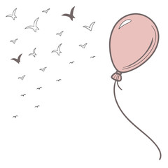 Illustration of a balloon with birds