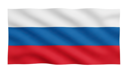 Waving flag of Russia on transparent background png (रूस का झंडा)