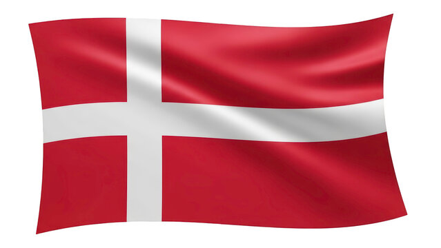Waving flag of Denmark on transparent background png (डेनमार्क का झंडा)