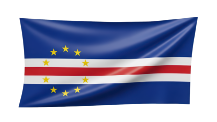Waving flag of Cape Verde (Cabo Verde) on transparent background png (केप वर्डे का झंडा)