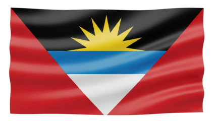 Waving flag of Antigua and Barbuda on transparent background png (एंटीगुआ और बारबुडा का झंडा)