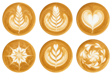 Coffee Art Collection: Six Latte Designs - Heart, Leaf, Star, Swirl