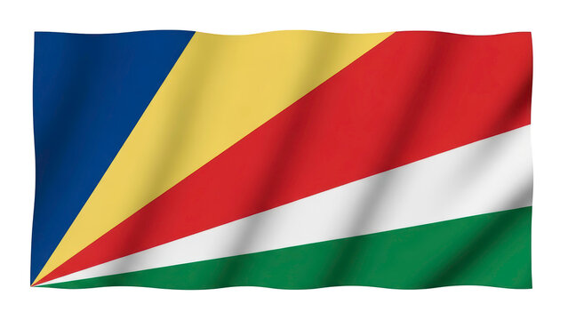 Waving flag of Seychelles on transparent background png (सेशेल्स का झंडा)