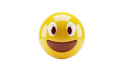 Happy yellow face emoji isolated on transparent background