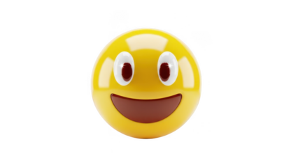 Happy yellow face emoji isolated on transparent background