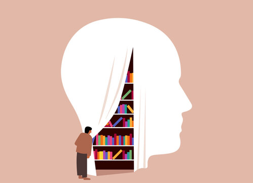 Mental library memory storage illustration