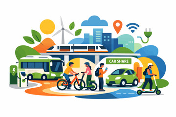Eco-friendly urban transportation: car sharing, bikes, and electric vehicles in a sustainable city