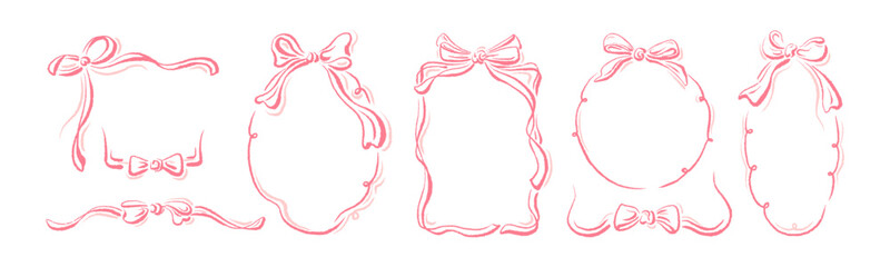 Vintage frame Art decorative bow and ribbon border