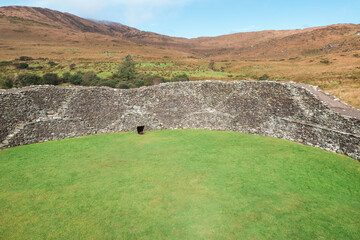 Staigue stone fort, a ruined stone ringfort, on the Iveragh peninsula in County Kerry, Ireland