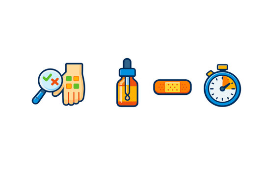 Skin patch test and treatment icons