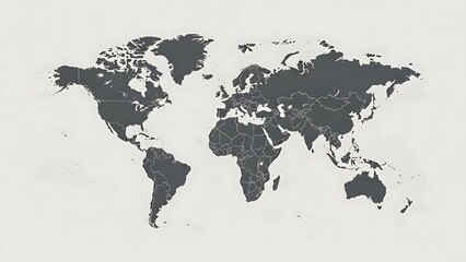 Dark gray map on light gray background with country borders global map