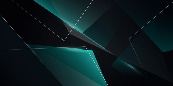 Black abstract background with glowing green and black gradient geometric design. Modern and futuristic design with white abstract lines for covers, banners, brochures and websites. EPS. 3