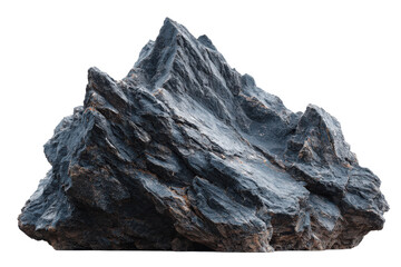 Rugged Dark Gray Rock Formation Isolated on White