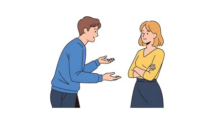 Fototapeta premium Having a Conversation Minimalist Flat Line Art Illustration