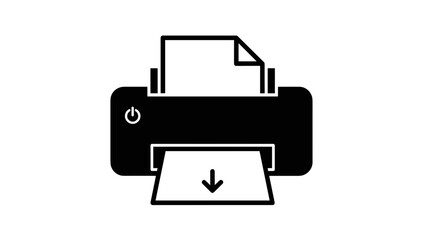 Simple Black and White Printer Icon.