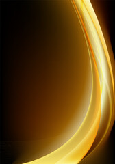 Fototapeta premium Elegant digital illustration featuring flowing amber and gold waves on a black background