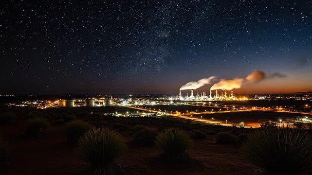 Mount Isa Australia Mining Smelter Outback Sunset to Night Hyperlapse 4K Video