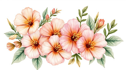 Pastel Hibiscus Floral Banner with Green Leaves