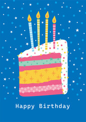 birthday greeting card with cute birthday cake design