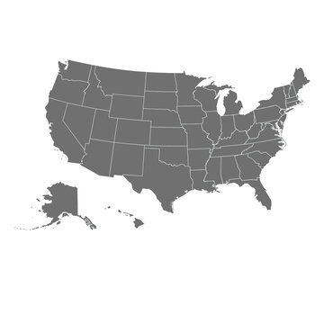 United States of America Map with State Boundaries