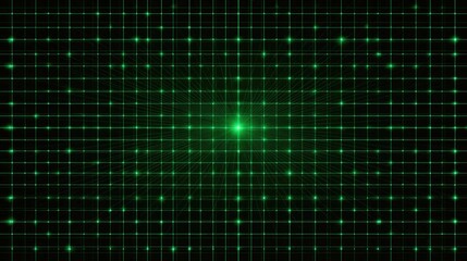 Glowing green grid with central bright point, reminiscent of digital data or tech