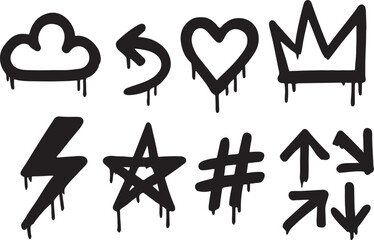 Graffiti icon set urban brush symbols street art vector iIllustration