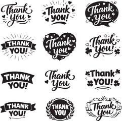 Obraz premium Thank You Typography Bundle