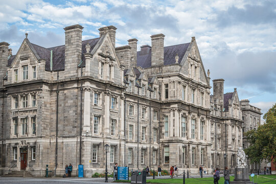 Exterior of Graduates Memorial Building in Trinity College Dublin in Ireland