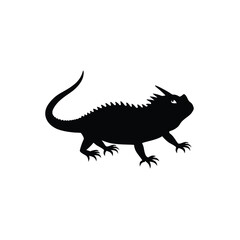 Fototapeta premium Desert Horned Lizard Silhouette with Spines Isolated on White Background Vector Graphic