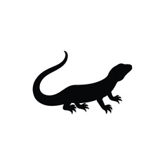 Obraz premium Large Monitor Lizard Silhouette Isolated on White Background Vector Illustration for Nature