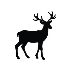 Obraz premium Black Reindeer Silhouette Isolated on White Background for Christmas and Wildlife Design