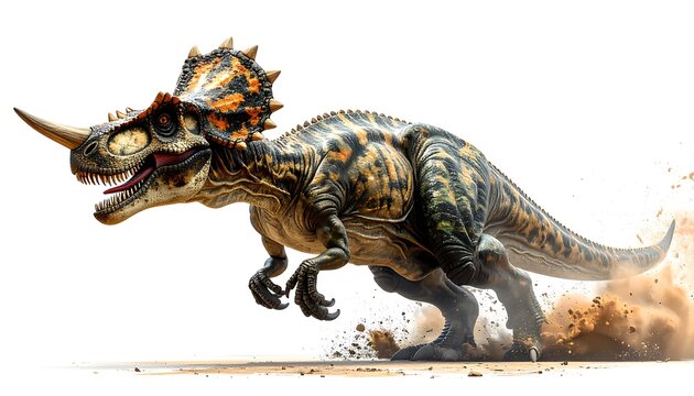 Einiosaurus Running - A Dynamic Dinosaur Illustration on White Background.