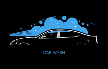 Concept illustration of a car wash. Vector illustration.