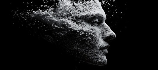 A face made of digital particles 
