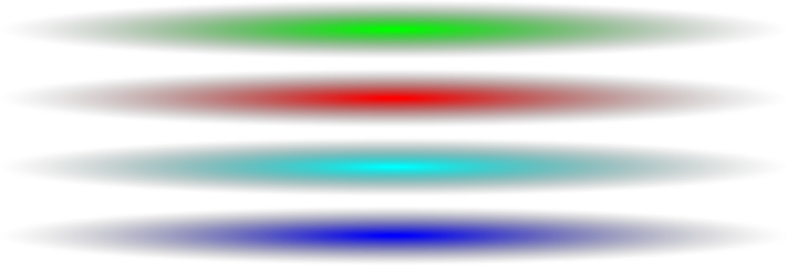 Abstract neon glow light effects set with colorful horizontal beams on black background. Vibrant red, green, blue and cyan lighting for futuristic design, stage effects, games and creative projects.