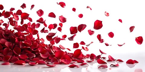 White background with red flowers scattered all over it