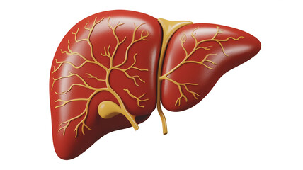 A detailed 3d rendering of the human liver, showcasing its vital role in metabolism and detoxification