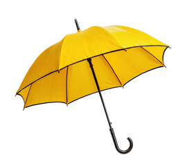 Bright Yellow Umbrella with Black Hook Handle
