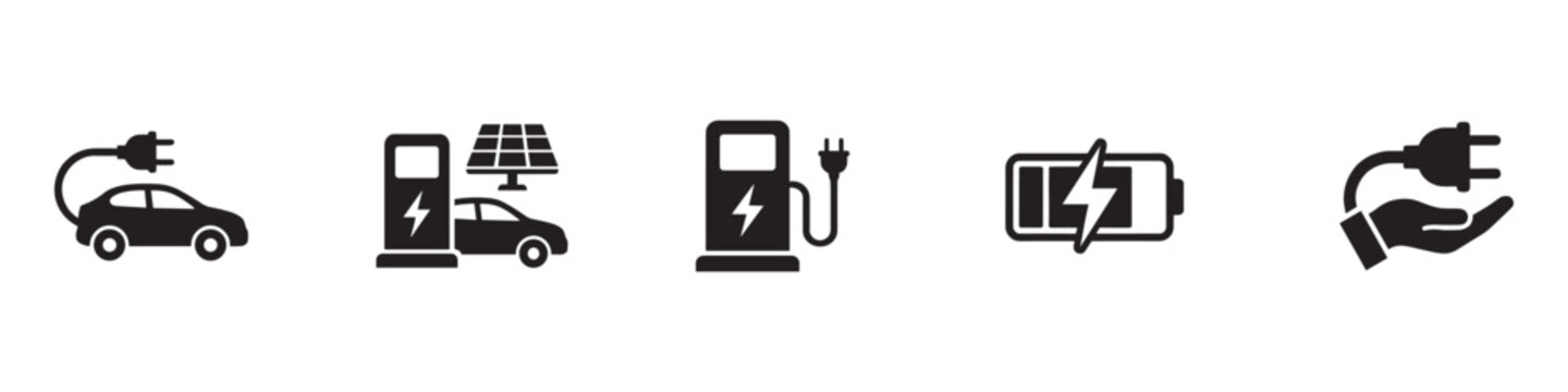 Car charging point icon. Electric plug symbol. Electricity sign. Electric car icon.